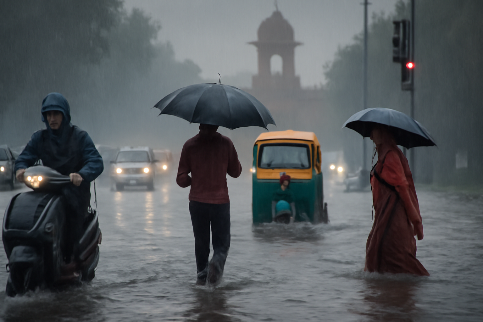 दिल्ली में सुबह की तेज बारिश से कई इलाकों में जलभराव और यातायात बाधित
