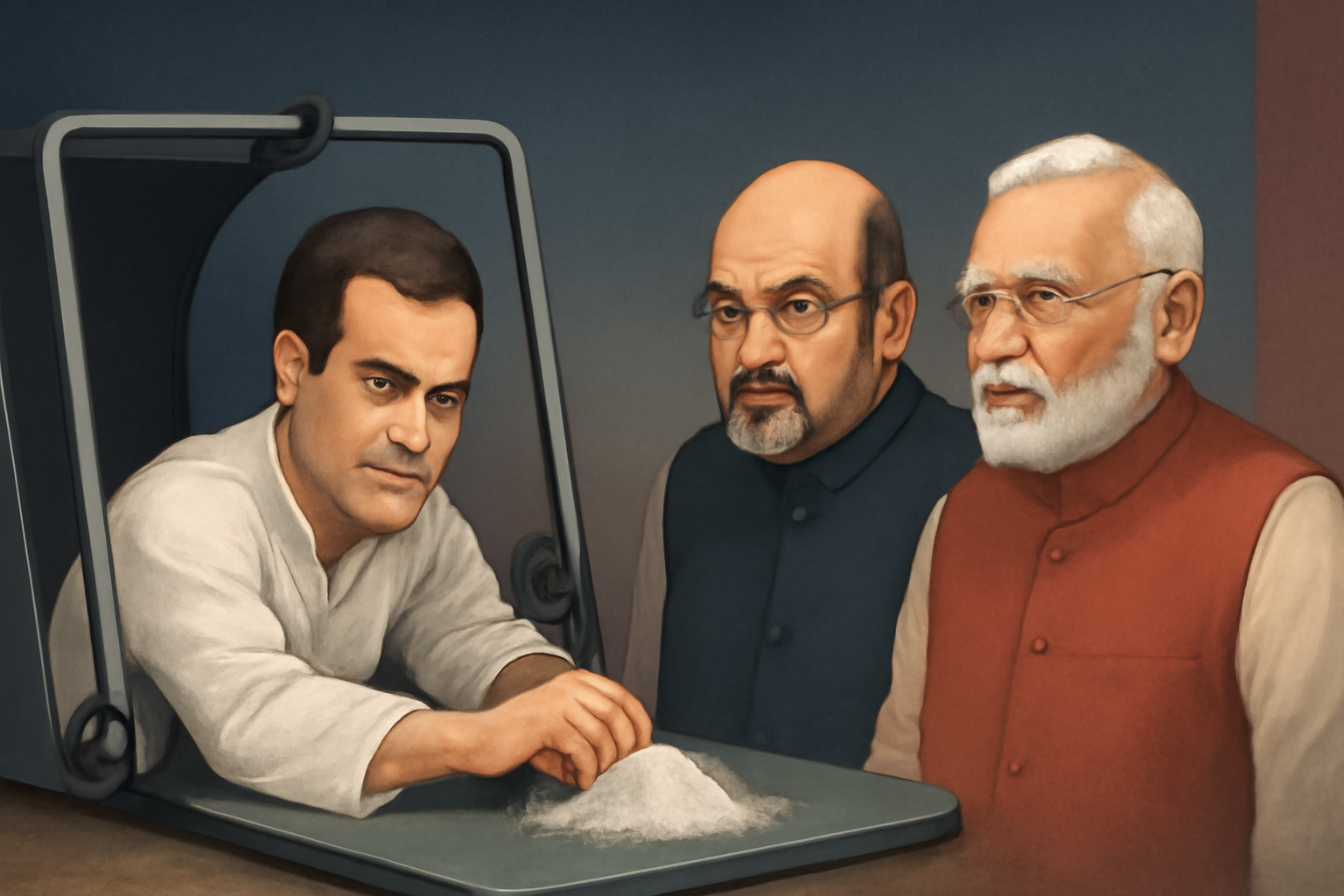 Rahul Gandhi Trapped Modi Shah=मोदी शाह गुड़ रह गये राहुल टीम हो गयी शक्कर
