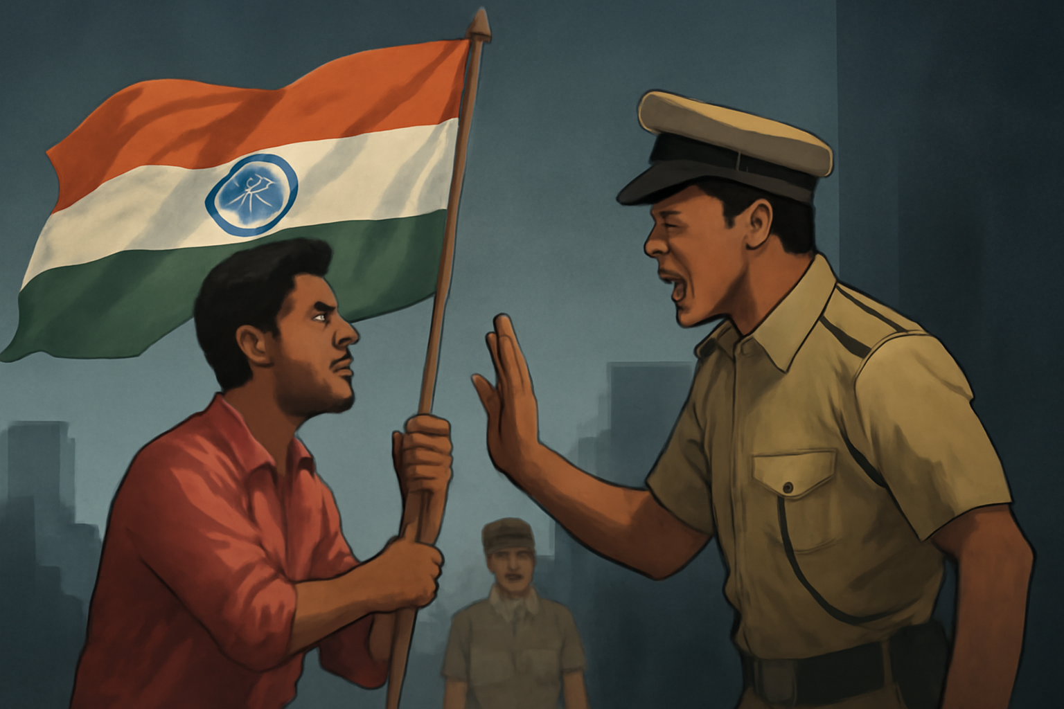 Bruttal & bad conduct of Delhi Police=पहले हर घर तिरंगा अभियान और अब तिरंगा लहराना बना अपराध