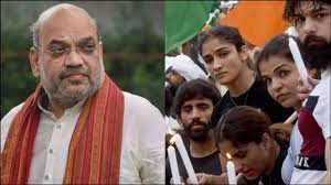 HM Amit Shah met with Olympic medalist who are protesting Ex WFI president BJP MP Brajbhooshan Sharan for harassment of female wrestlers, Shah tried to sort issue but they could not convinced to protesters.